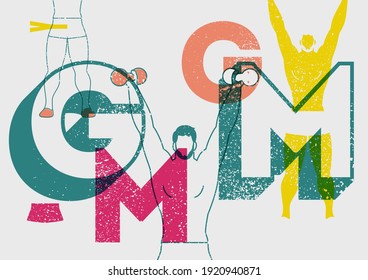Gym typographic vintage grunge poster design with man. Retro vector illustration.