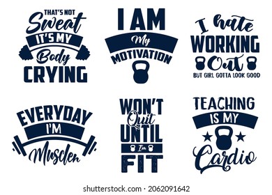 Gym typography workout bodybuilder t shirt bundle for bodybuilder or workout trainer