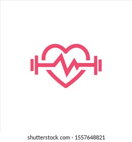 GYM Unique Logo Design With Red Heart 