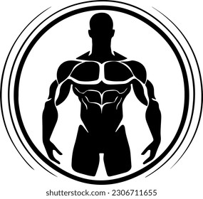 gym vector logo. bodybuilder, bodybuilding or sport icon