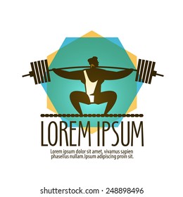 Gym Vector Logo Design Template. Weight Lifter Or Sport Icon.