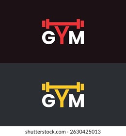GYM Vector, with man lifting barbell in letter Y,Sports competition logo design element.