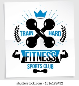 Gym vector motivation poster. Train hard lettering.