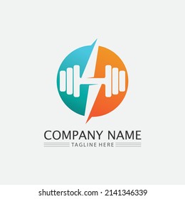 GYM Vector object and Icons for Sport Label, Gym Badge, Fitness Logo Design