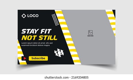 Gym Video Thumbnail, Gym advertising or Gym Video Cover Design Template 