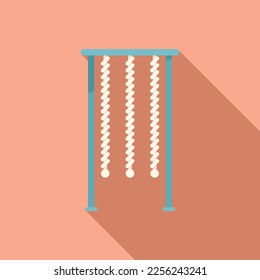Gym wall rope icon flat vector. School sport. Room equipment