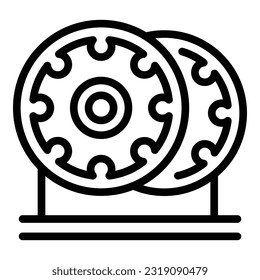 Gym weight disc icon outline vector. Workout fitness. Sport training