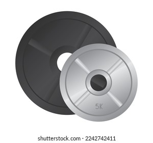 Gym weight disk on white background
