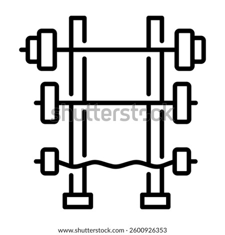 Gym weight rack icon in linear style 
