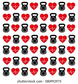 Gym weights and hearts icon vector illustration graphic design