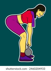 Gym Women Doodle Sticker Illustration