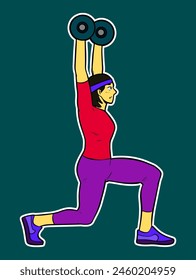 Gym Women Doodle Sticker Illustration