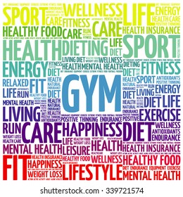 GYM word cloud background, health concept