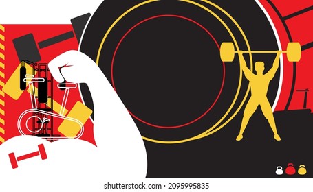 Gym workout abstract background design. Vector illustration of sports concept.