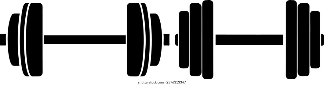 Gym workout dumbbell vector, Workout dumbbell silhouette, Fitness elements vector