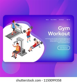 Gym Workout Fitness Training Illustration Landing Page
