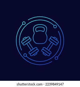Gym and workout icon, linear design