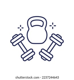 Gym and workout line icon