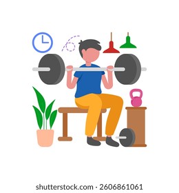 Gym Workout For Muscle Strength Vector Illustration
