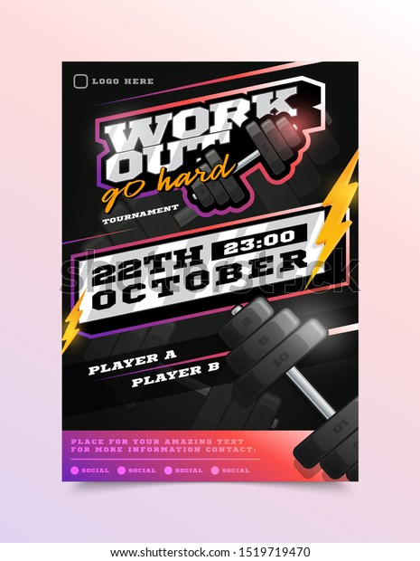 Gym Workout Sport Flyer Vector Vertical Stock Vector Royalty Free