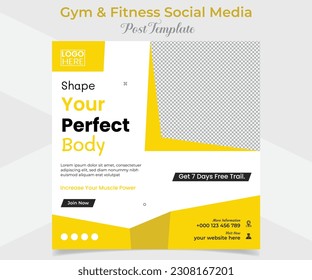 gym workout square flyer post banner and social media post template design