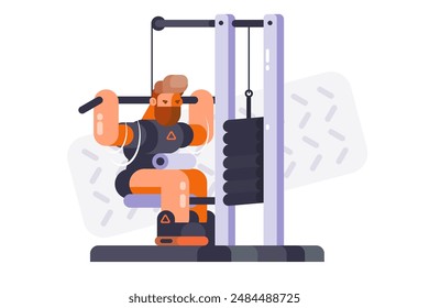 Entrenamiento de fuerza de entrenamiento de gimnasio. Ilustración vectorial que representa un concepto de rutina de fitness.