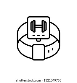 gym workout tracking smartwatch icon. smart watch with dumbbell symbol. simple monoline vector graphic.