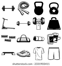 gym,fitness, fitness equipment,icon set isolated
