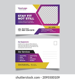 GymFitness Postcard Design Template, Training Workout, Gym, Fitness Postcard Template.