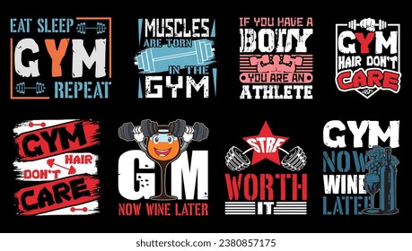 Gym-Fitness -Workout T-shirt Design Bundle - Custom and Trendy Gym T-shirt Design
