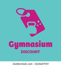 Gymnasium with discount, logo design vector symbol icon illustration creative idea