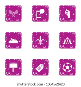 Gymnasium icons set. Grunge set of 9 gymnasium vector icons for web isolated on white background