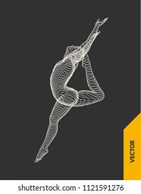 Gymnast. 3d human body model. Gymnastics activities for icon health and fitness community. Vector illustration. 