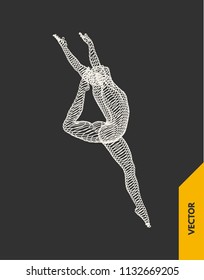 Gymnast. 3d human body model. Gymnastics activities for icon health and fitness community. Vector illustration. 