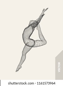 Gymnast. 3d human body model. Gymnastics activities for icon health and fitness community. Vector illustration. 
