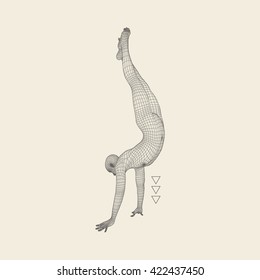 Gymnast. 3D Model of Man. Human Body. Gymnastics Activities for Icon Health and Fitness Community. Vector Illustration.
