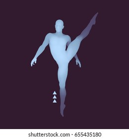 Gymnast. 3D Model of Man. Human Body Model. Gymnastics Activities for Icon Health and Fitness Community.