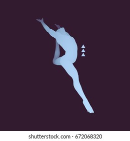 Gymnast. 3D Model of Man. Human Body Model. Gymnastics Activities for Icon Health and Fitness Community.