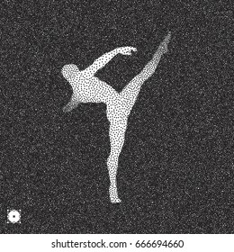 Gymnast. 3D model of man. Stippling effect. Vector illustration.