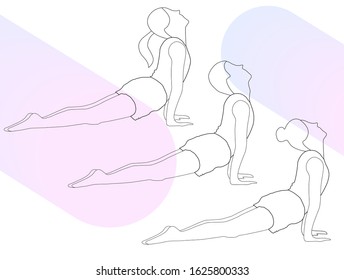 Gymnast, acrobat, acrobat, yoga. Flat vector illustration. Healthy Lifestyle Concept. 