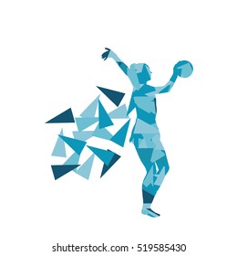 Gymnast with ball Art gymnastics abstract vector background illustration made of polygon fragments isolated on white
