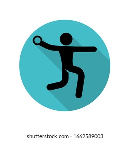Gymnast with a ball long shadow icon. Simple glyph, flat vector of arrow icons for ui and ux, website or mobile application