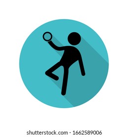 Gymnast with a ball long shadow icon. Simple glyph, flat vector of arrow icons for ui and ux, website or mobile application