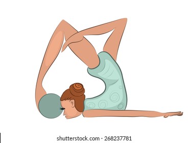 Gymnast with ball on white background