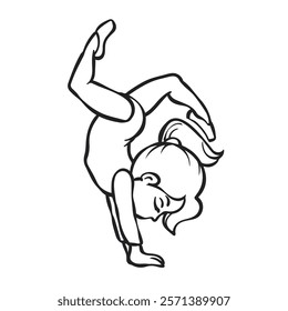 Gymnast in a bendable position. drawing with line art. simple design. vector illustrations