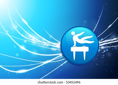 Botão de ginasta sobre fundo azul abstrato luz ilustração original