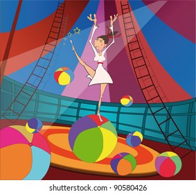 The gymnast and circus. Cartoon