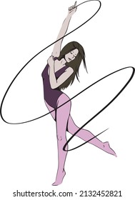 gymnast dancing with a ribbon in her hands