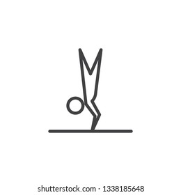 Gymnast exercise on uneven bars line icon. linear style sign for mobile concept and web design. Gymnastics parallel bars and man outline vector icon. Symbol, logo illustration. Pixel perfect vector 