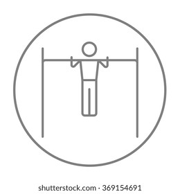 Gymnast exercising on bar line icon.